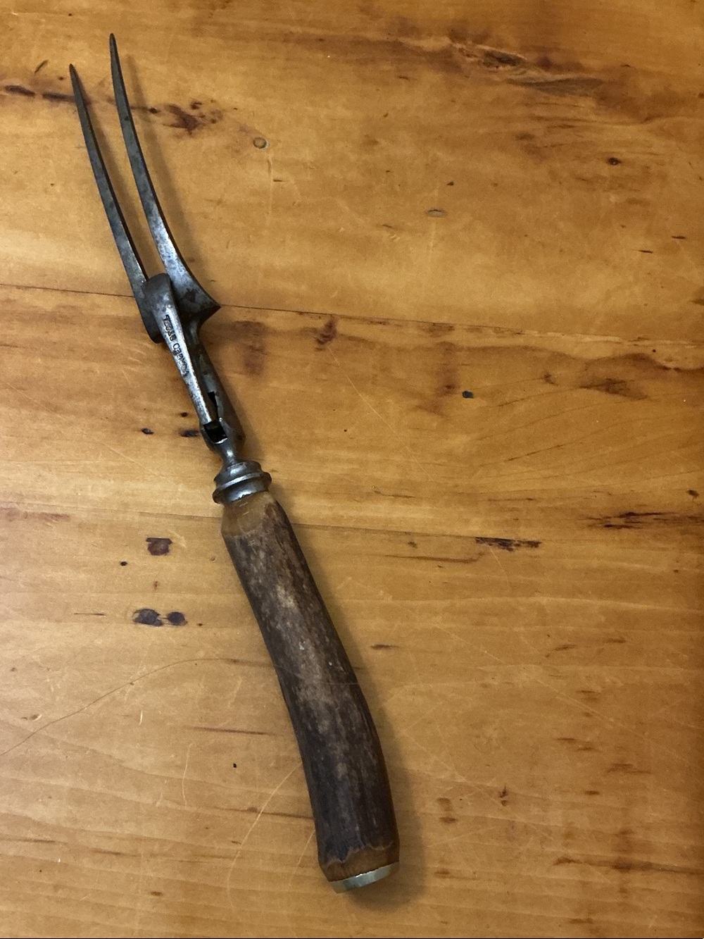 Antique Deer Antler Handle Serving Meat Fork